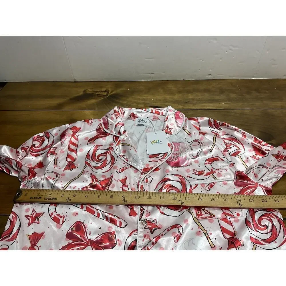 Lola And The Boys Girls Pajama Lounge Sweet Winter Top Size Medium NWT